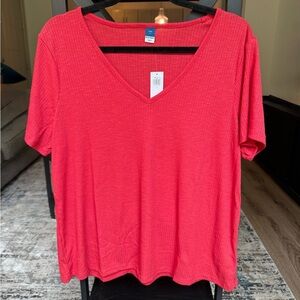 🐞 NWT! 🐞 Old Navy Red Luxe Slub-Knit Short Sleeve Tee